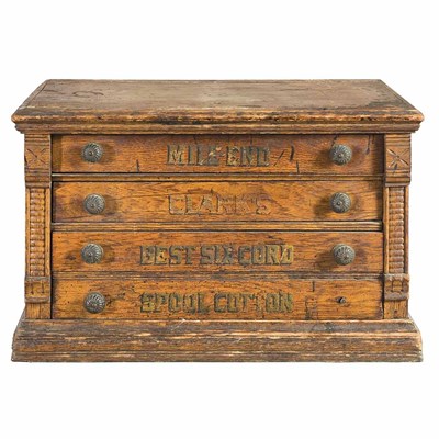 Lot 174 - Oak Spool and Thread Box Used by Al Hirschfeld...