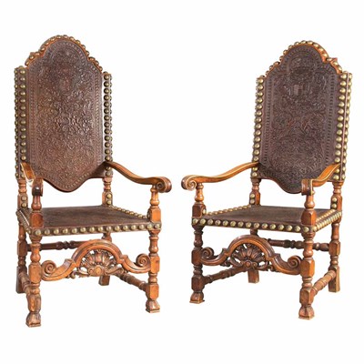 Lot 149 - Set of Four Portuguese Baroque Style Tooled...