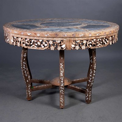 Lot 608 - Near Eastern Style Mother-of-Pearl Inlaid Teak...