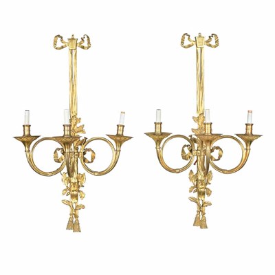 Lot 209 - Pair of Louis XVI Style Gilt-Metal Three-Light...
