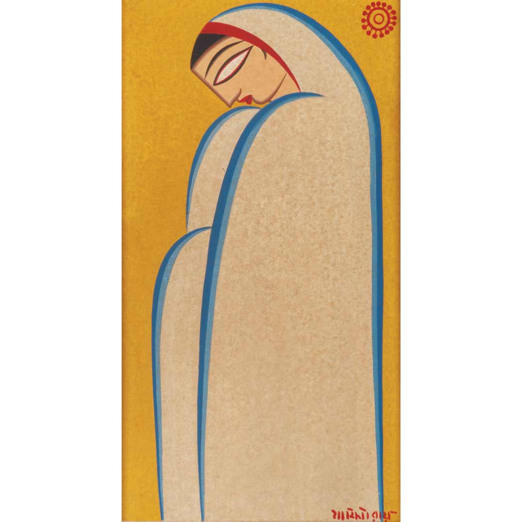 Lot 165 - Jamini Roy Indian, 1887-1972 Woman Facing Left...