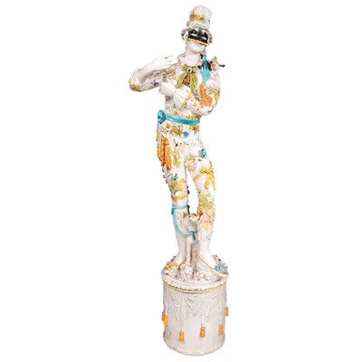 Lot 690 - Italian Glazed Terra Cotta Commedia del Arte...