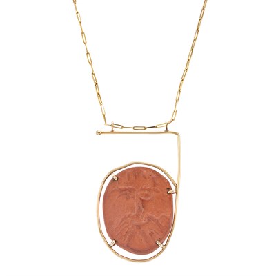 Lot 3 - Gold and Ceramic Pendant-Necklace, Cartier, Dinh Van, Picasso