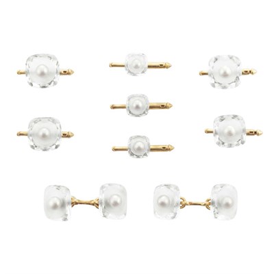 Lot 241 - Art Deco Rock Crystal and Pearl Dress Set