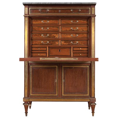 Lot 330 - Louis XVI Brass Inlaid Mahogany Secretaire a...