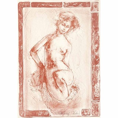 Lot 90 - Edna Hibel [SEATED FEMALE NUDE] Sepia...