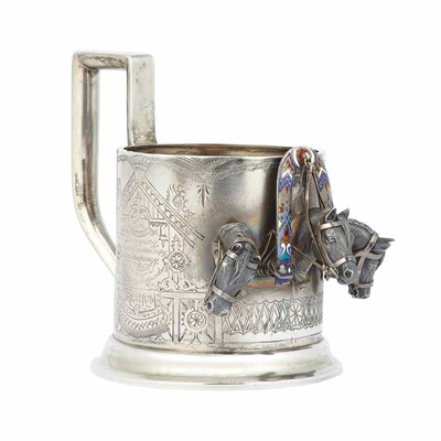 Lot 305 - Russian Cloisonne Enameled and Engraved Silver...