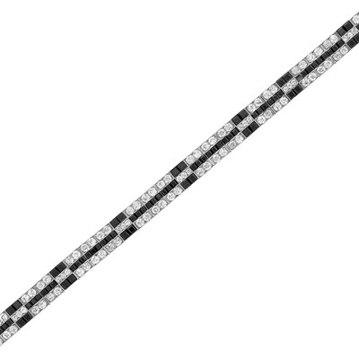 Lot 570 - Art Deco Platinum, Black Onyx and Diamond Bracelet