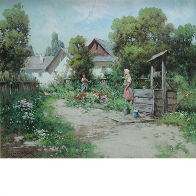 Lot 88 - Laszlo Neogrady Hungarian, 1896-1962 Tending...