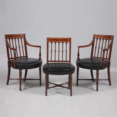 Lot 340 - Set of Eight Federal Style Mahogany Dining...