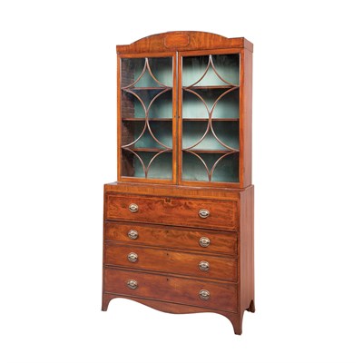 Lot 448 - George III Mahogany Bureau Bookcase 19th...