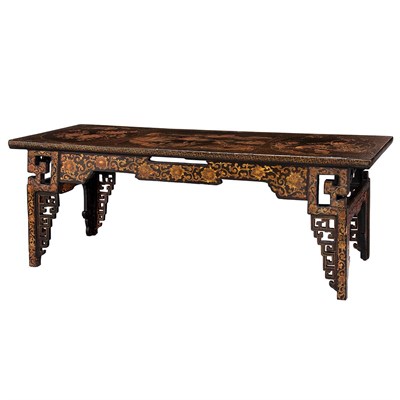 Lot 135 - Chinese Export Black Lacquered Low Table 19th...