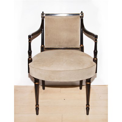 Lot 247 - Set of Five Regency Style Black Painted Armchairs