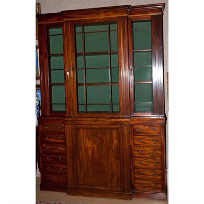 Lot 327 - George IV Style Mahogany Breakfront Bookcase...