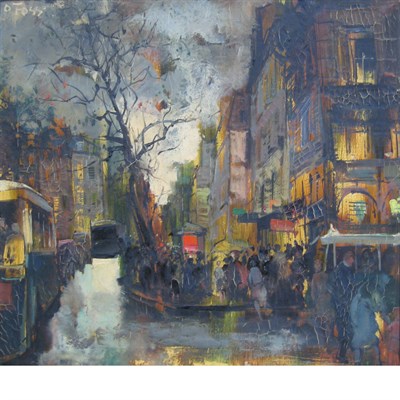 Lot 24 - Olivier Foss French, b. 1920 Paris in the Rain...