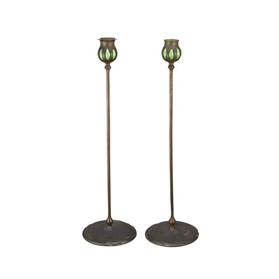 Lot 384 - Pair of Unsigned Tiffany Studios Reticulated...