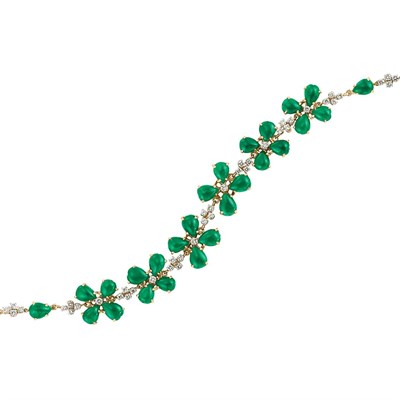 Lot 401 - Gold, Platinum, Jade and Diamond Bracelet, Tiffany & Co.