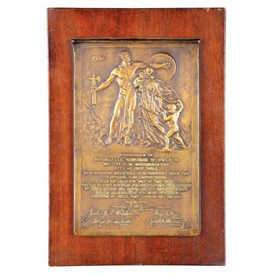 Lot 576 - Bronze Plaque Presented to the Honorable...