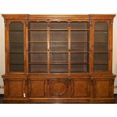 Lot 101 - Neoclassical Style Burl-Wood Bookcase Cabinet...