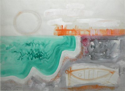 Lot 18 - Byron Browne American, 1907-1961 Boat on Shore,...