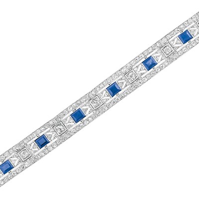 Lot 603 - Platinum, Sapphire and Diamond Bracelet, Asprey and Garrard