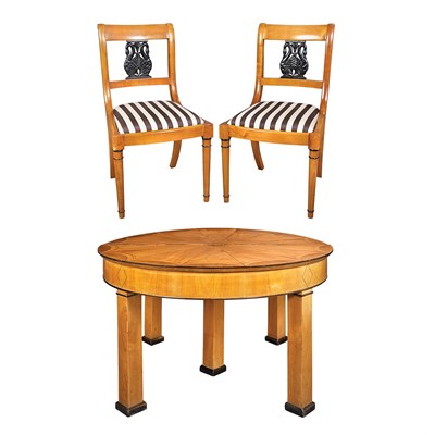 Lot 189 - Biedermeier Satinwood and Fruitwood Dining...