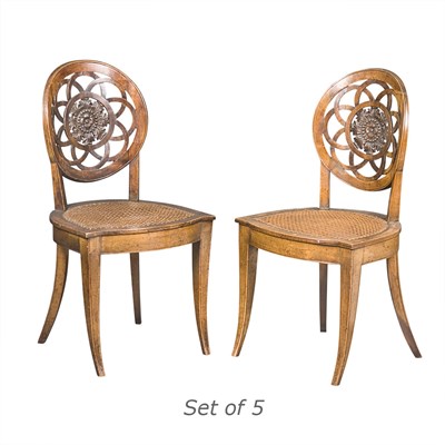 Lot 113 - Set of Five Italian Neo-Classical Walnut Side...