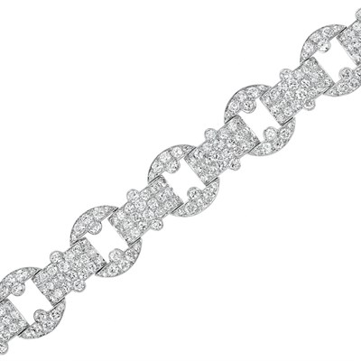 Lot 302 - Art Deco Platinum and Diamond Bracelet, Cartier