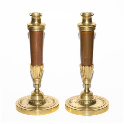 Lot 507 - Pair of Empire Style Gilt-Bronze Candlesticks...