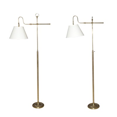 Lot 414 - Pair of Brass Floor Lamps Height 65 inches.