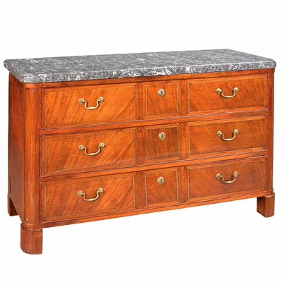 Lot 492 - Continental Neoclassical Brass Inlaid Mahogany...
