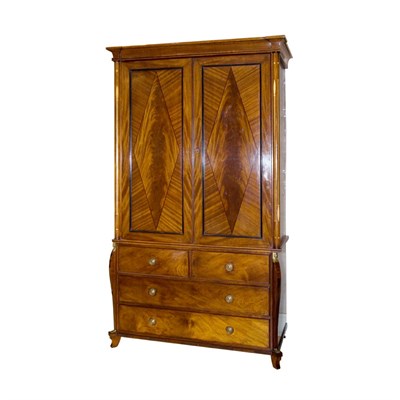 Lot 282 - Biedermeier Style Mahogany Linen Press Height...