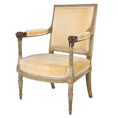 Lot 481 - Directoire Painted Fauteuil a la Reine Stamped...