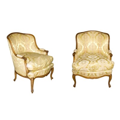 Lot 274 - Pair of Louis XV Style Beechwood Upholstered...