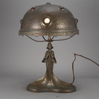 Lot 400 - Austrian Art Nouveau Patinated-Metal Lamp...