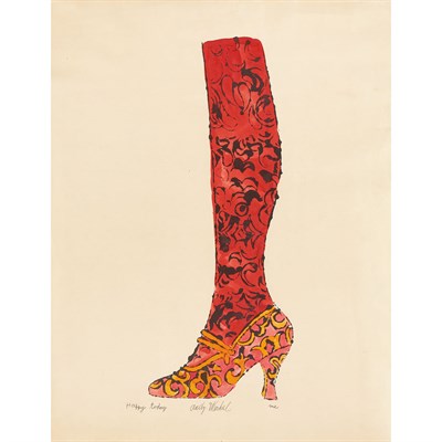 Lot 1050 - Andy Warhol SHOE AND LEG Hand-colored offset...