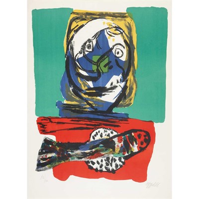 Lot 101 - Karel Appel FISH DINNER Color lithograph, 1966,...