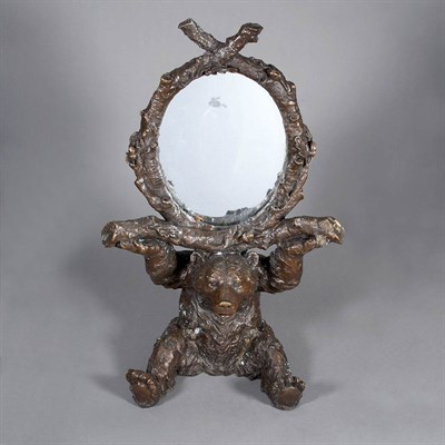 Lot 455 - Bronze Bear-Form Table Mirror Height 23 inches.