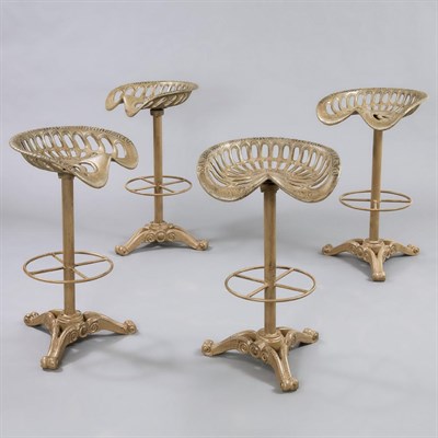 Lot 173 - Set of Four Painted Iron Bar Stools