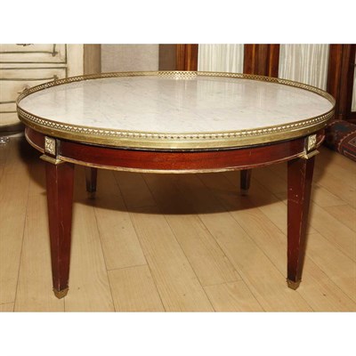 Lot 245 - Louis XVI Style Marble Top Fruitwood Low Table...