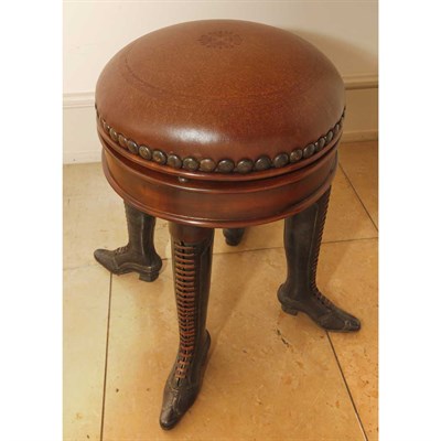 Lot 158 - Leather Upholstered Boot-Form Stool