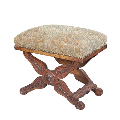 Lot 474 - Louis XIV Style Walnut Curule-Form Stool...