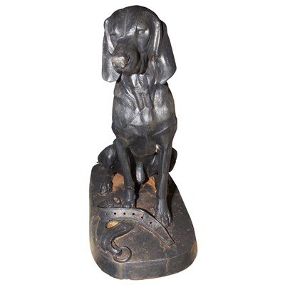 Lot 124 - Two Painted Iron Figures of Seated Dogs Height...
