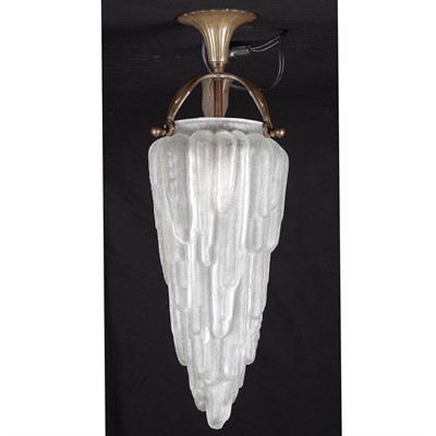 Lot 458 - Art Deco Bronze and Molded Glass Light Fixture...