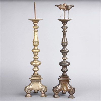 Lot 131 - Pair of Renaissance Style Bronze Lamps Each of...