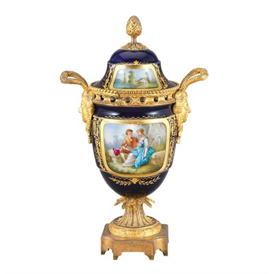 Lot 525 - Sevres Style Gilt-Bronze Mounted Porcelain...
