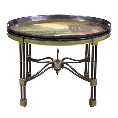 Lot 471 - Regency Style Painted Tole Tray on Stand...