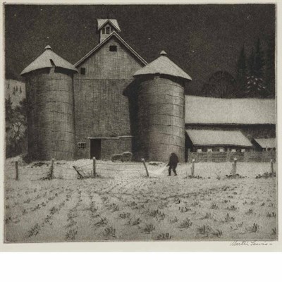 Lot 403 - Martin Lewis TWIN SILOS (MCC. 119) Drypoint,...