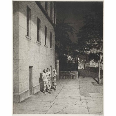 Lot 406 - Martin Lewis AT THE WALL (MCC. 147) Softground...