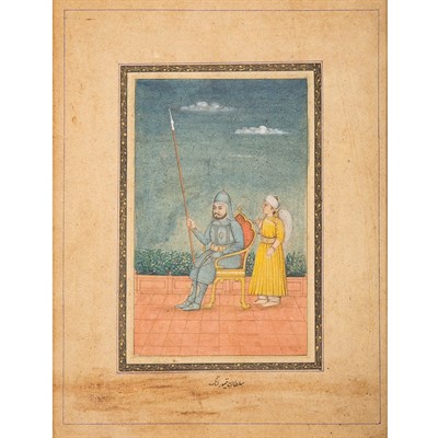 Lot 545 - Framed Indian School Painting of an Enthroned...